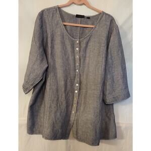 Avenue Women's Charcoal Button-Up Blouse